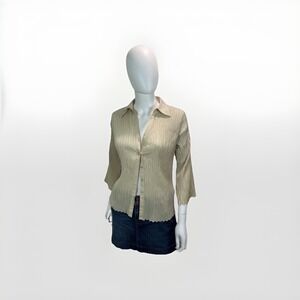 vintage‎ button up shirt Cream Size Small Texture Fabric Look
